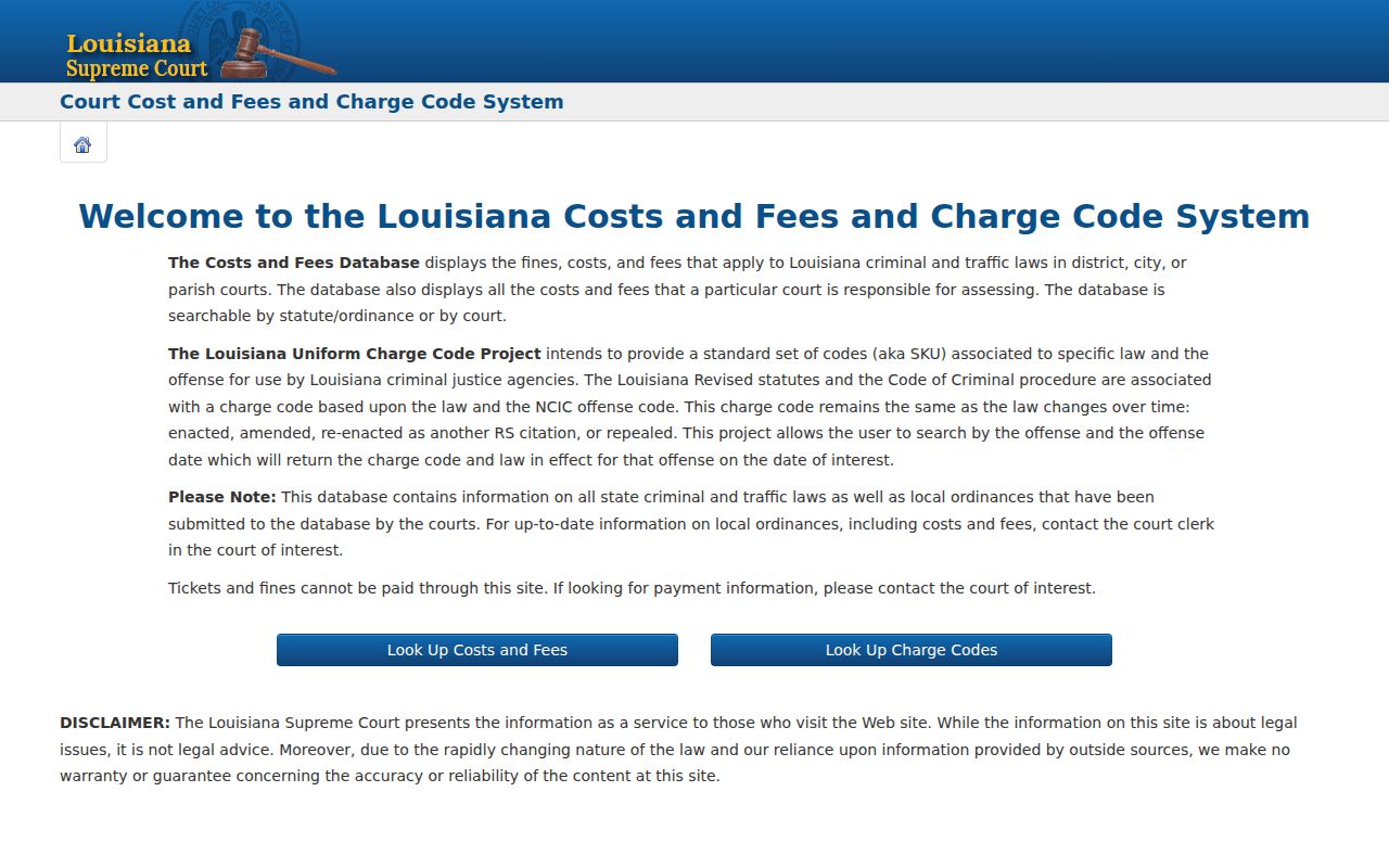Allen Parish traffic warrant state court charge and cost tool