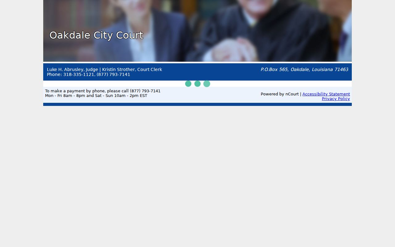 Oakdale City Court payment page used for Oakdale warrant records research
