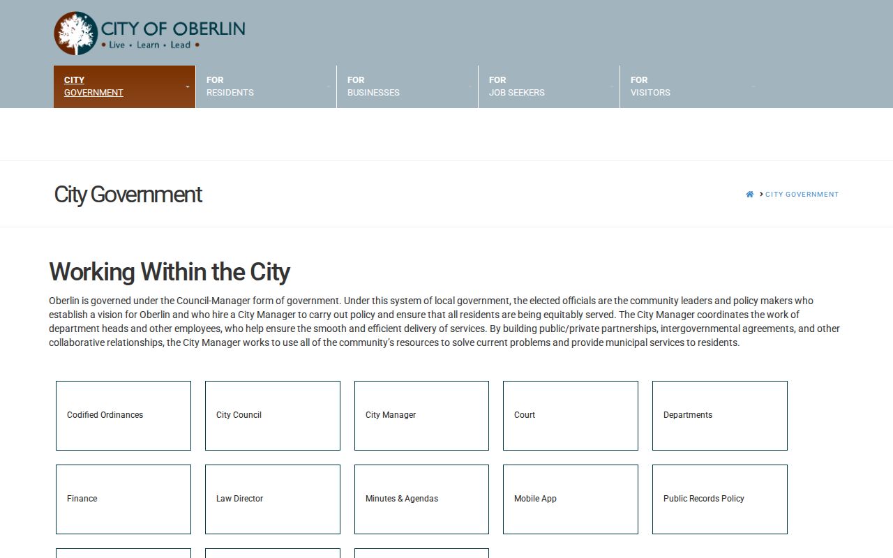 Oberlin city government court link used for Oberlin warrant records research