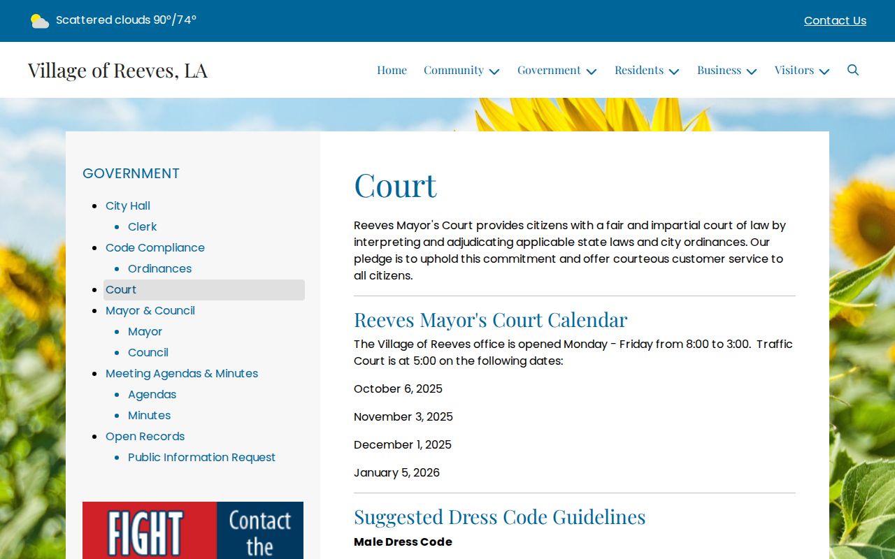 Reeves traffic court dates page used for Reeves warrant records research